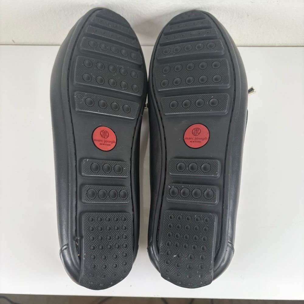 marc joseph black leather driving loafers bow detail slip on - Picture 6 of 7